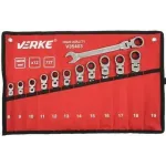 Набор ключей с трещоткой и накидной головкой 8–19 мм, 12 шт. Verke V35403